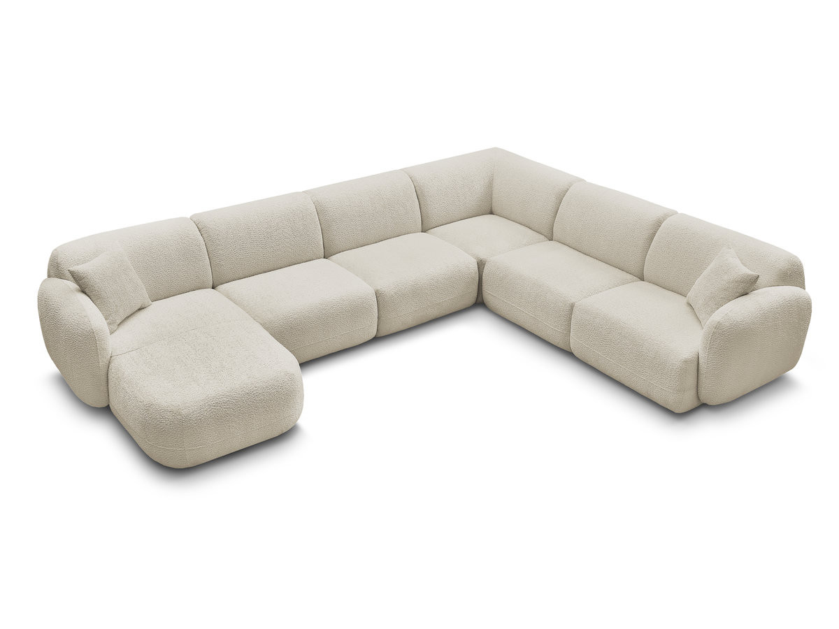 Canapé panoramique fixe modulable ANDA avec 1 méridienne, 2 chauffeuses et 1 petit angle