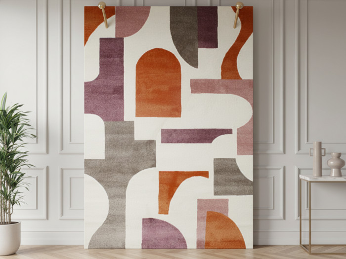 Tapis poils court OLIVIA motif géometrique