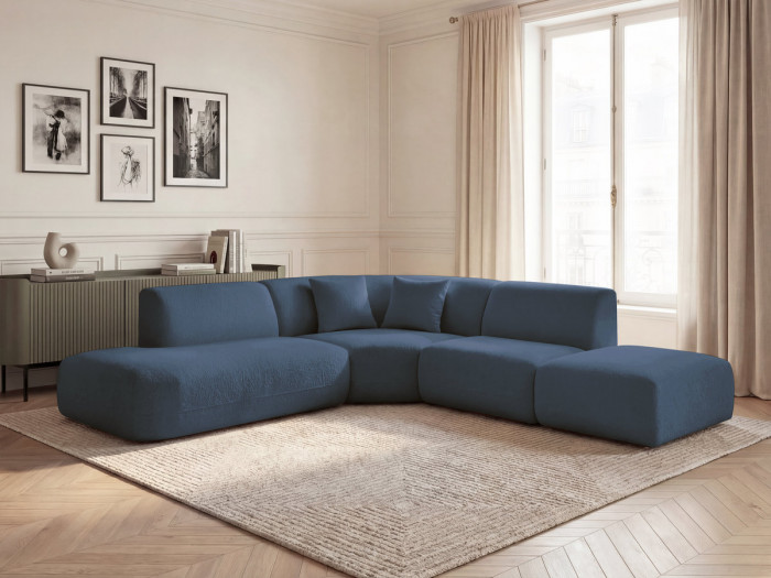 Canapé d'angle L fixe modulable ANDA tissu chenille