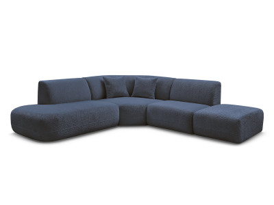 Canapé d'angle L fixe modulable ANDA tissu chenille