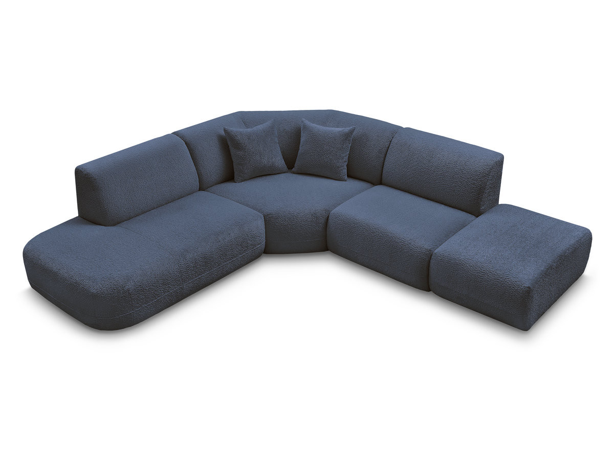 Canapé d'angle L fixe modulable ANDA tissu chenille