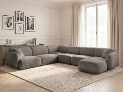 Canapé panoramique fixe modulable ANDA avec 1 méridienne, 2 chauffeuses et 1 petit angle