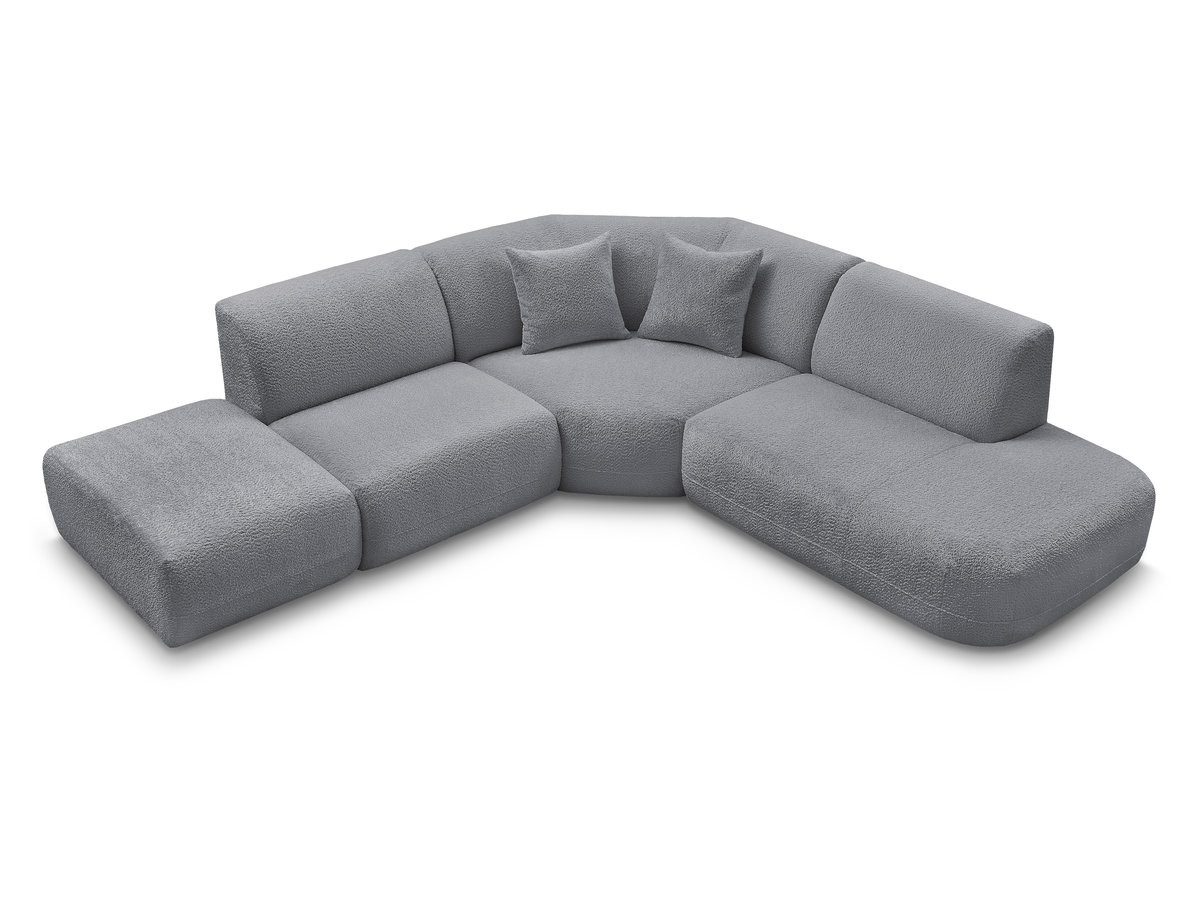 Canapé d'angle L fixe modulable ANDA tissu chenille
