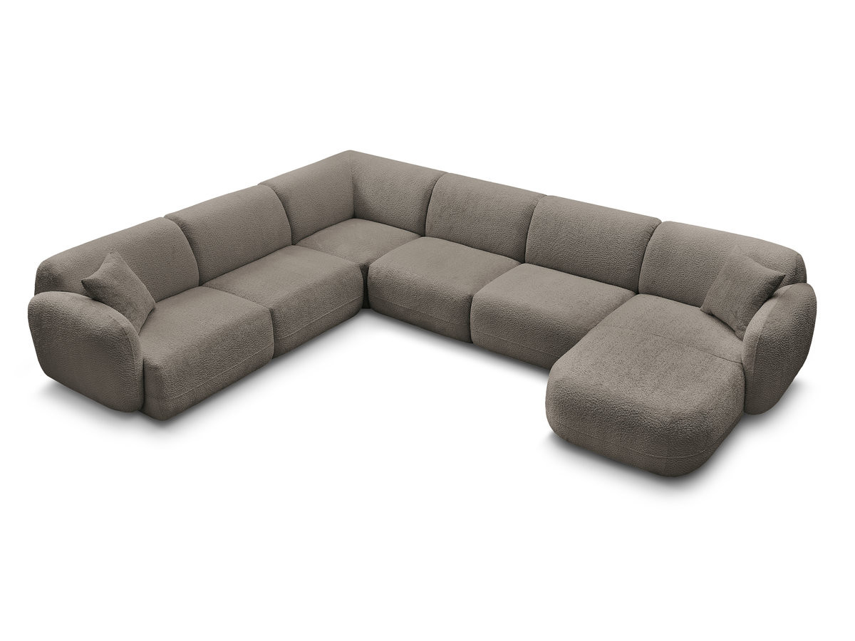 Canapé panoramique fixe modulable ANDA avec 1 méridienne, 2 chauffeuses et 1 petit angle