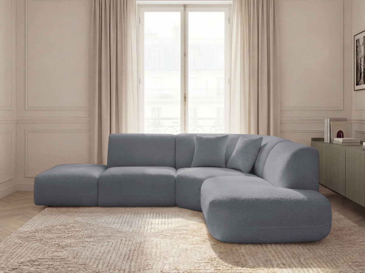 Canapé d'angle L fixe modulable ANDA tissu chenille
