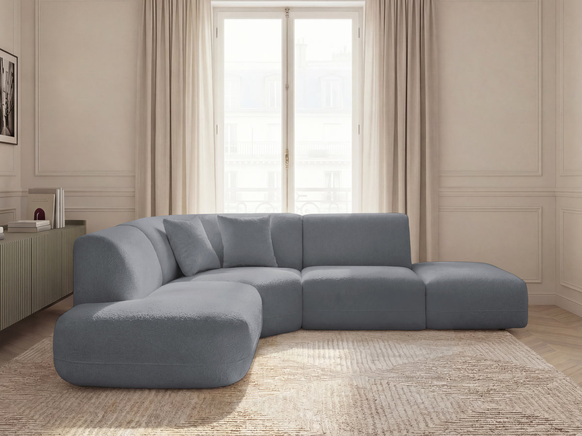 Canapé d'angle L fixe modulable ANDA tissu chenille