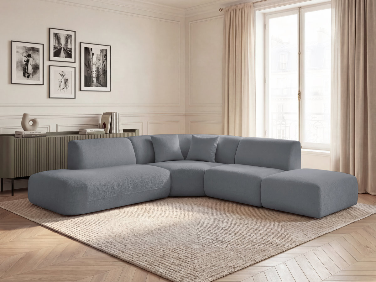 Canapé d'angle L fixe modulable ANDA tissu chenille