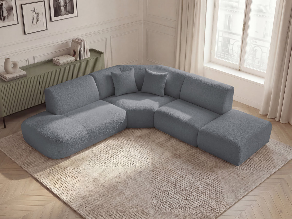 Canapé d'angle L modulable ANDA chenille gris — vue 5