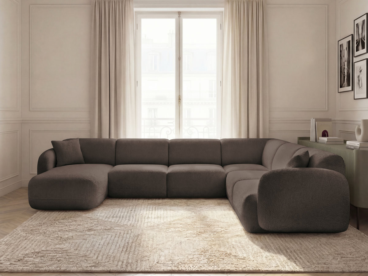 Canapé panoramique fixe modulable ANDA avec 1 méridienne, 2 chauffeuses et 1 petit angle