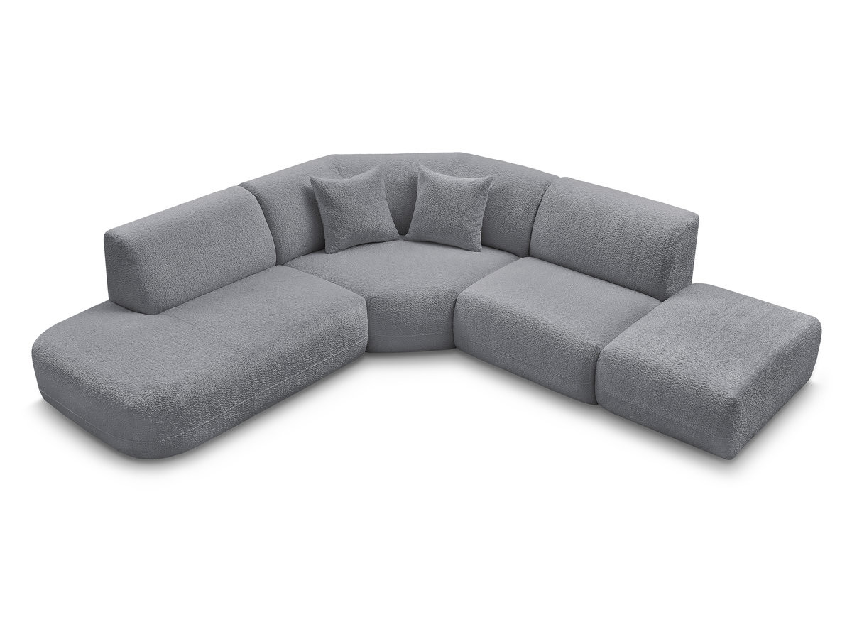 Canapé d'angle L fixe modulable ANDA tissu chenille