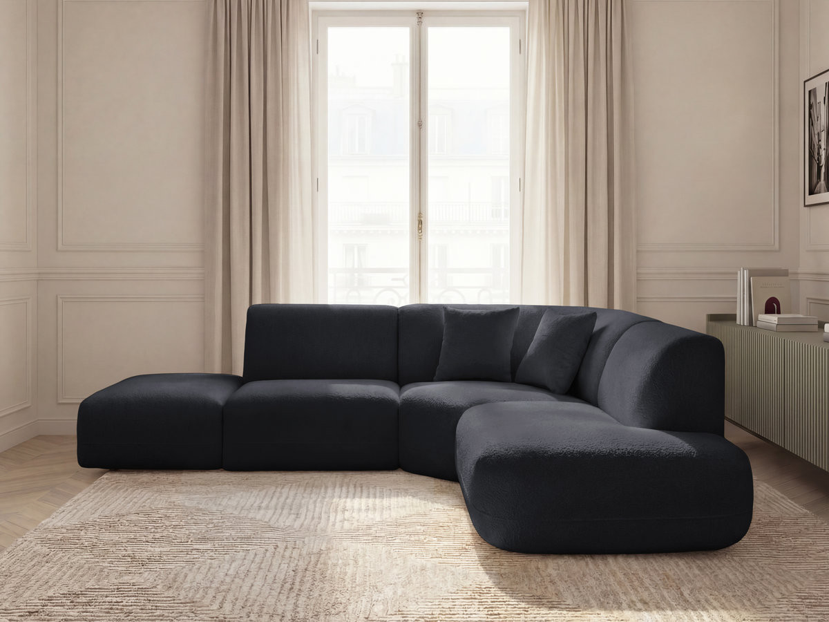 Canapé d'angle L fixe modulable ANDA tissu chenille