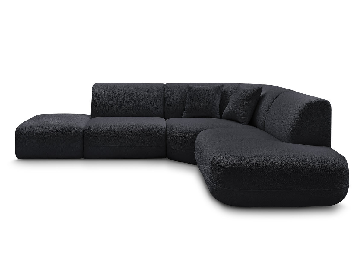 Canapé d'angle L fixe modulable ANDA tissu chenille