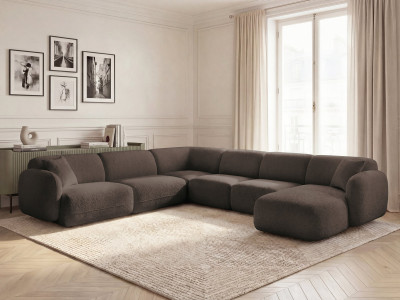 Canapé panoramique fixe modulable ANDA avec 1 méridienne, 2 chauffeuses et 1 petit angle