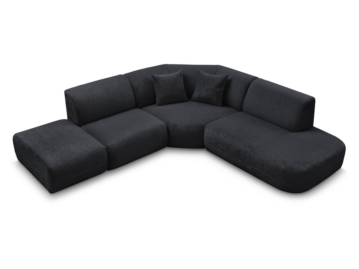 Canapé d'angle L fixe modulable ANDA tissu chenille