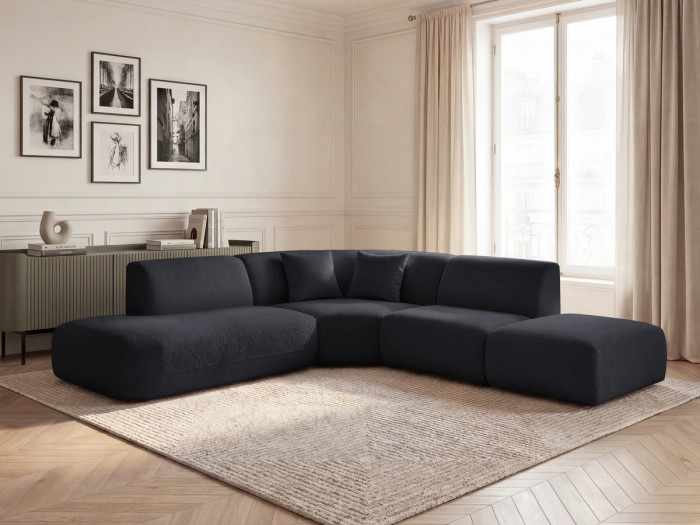 Canapé d'angle L fixe modulable ANDA tissu chenille