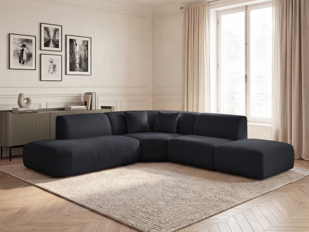 Canapé d'angle L modulable ANDA chenille noir