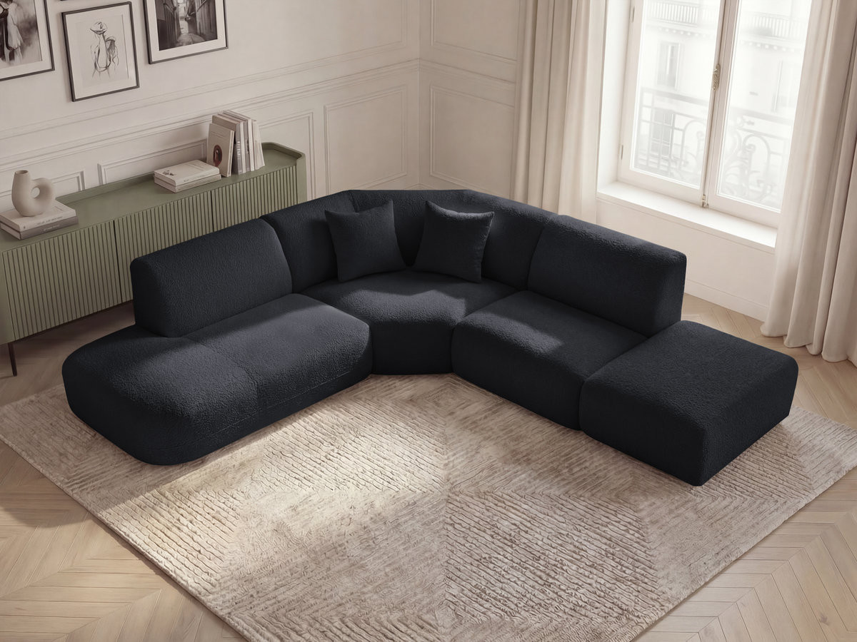 Canapé d'angle L modulable ANDA chenille noir — vue 5