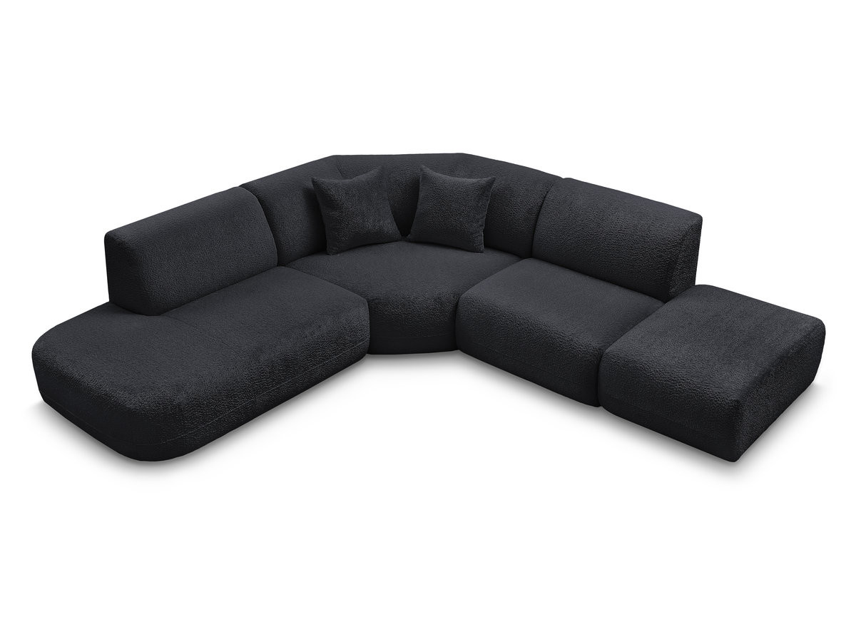Canapé d'angle L fixe modulable ANDA tissu chenille