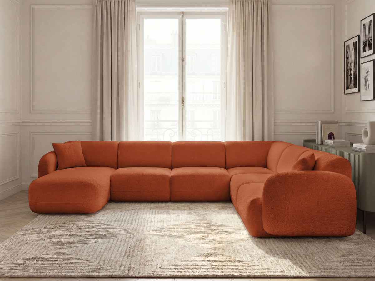 Canapé panoramique fixe modulable ANDA avec 1 méridienne, 2 chauffeuses et 1 petit angle