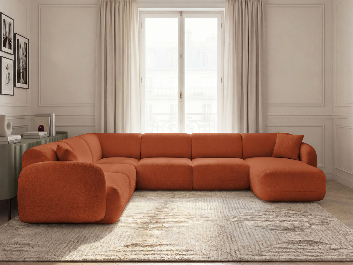 Canapé panoramique fixe modulable ANDA avec 1 méridienne, 2 chauffeuses et 1 petit angle