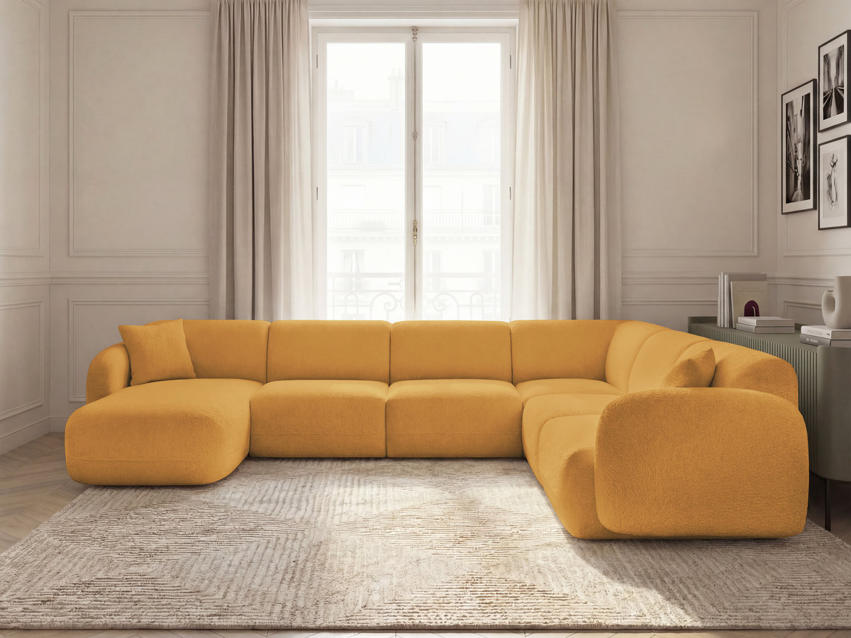 Canapé panoramique fixe modulable ANDA avec 1 méridienne, 2 chauffeuses et 1 petit angle