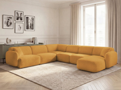 Canapé panoramique fixe modulable ANDA avec 1 méridienne, 2 chauffeuses et 1 petit angle