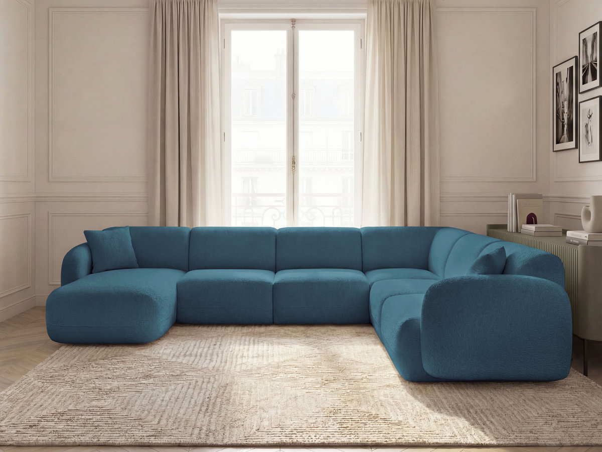 Canapé panoramique fixe modulable ANDA avec 1 méridienne, 2 chauffeuses et 1 petit angle