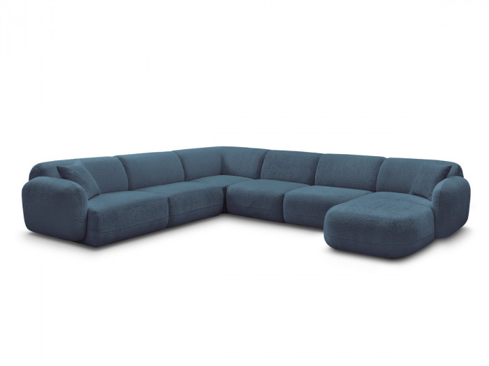 Canapé panoramique fixe modulable ANDA avec 1 mrdn, 3 chfs 1 place sans accoudoir, 1 chf 1 place avec accoudoir, 1 petit angle