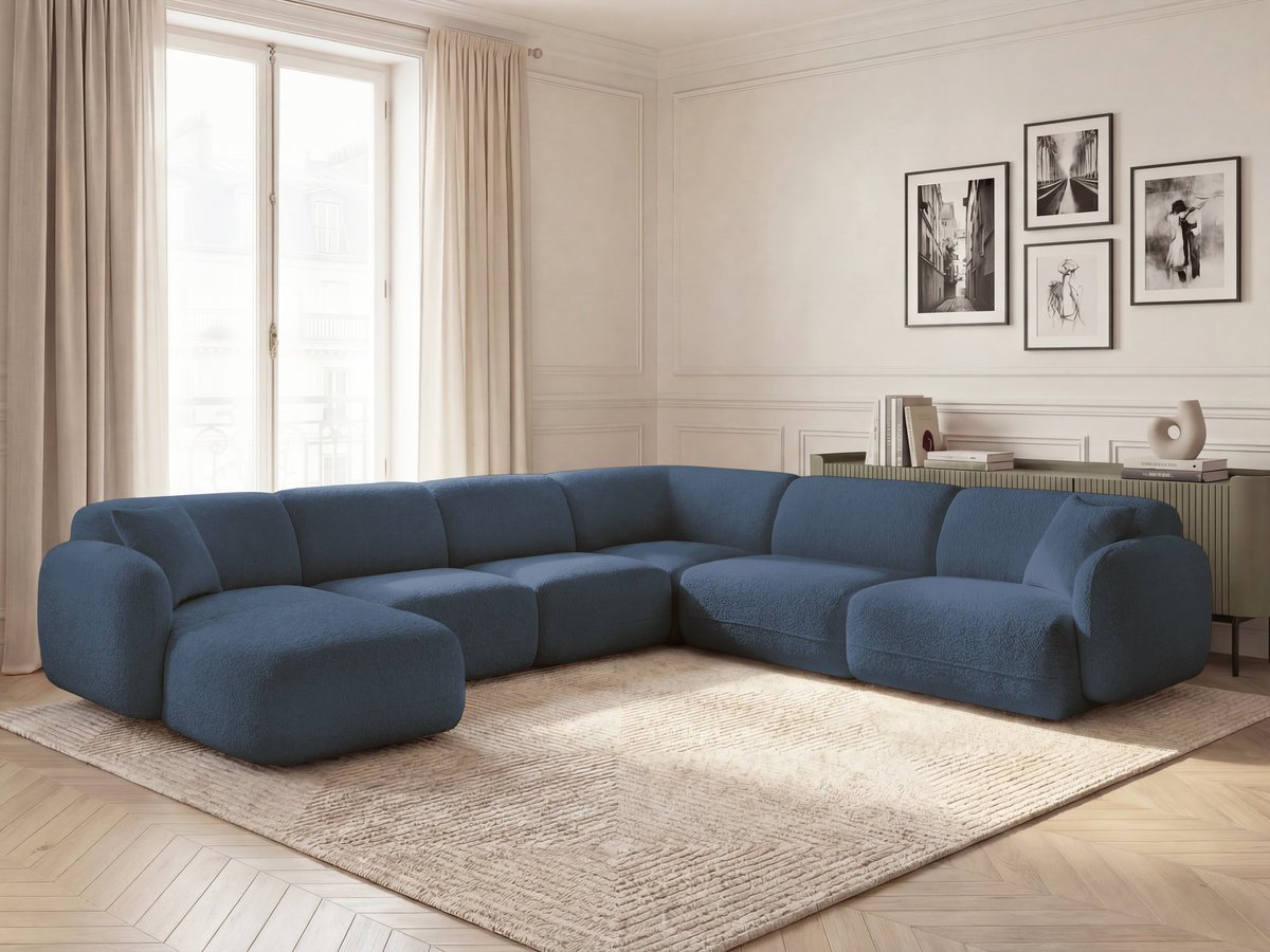 Canapé panoramique fixe modulable ANDA avec 1 méridienne, 2 chauffeuses et 1 petit angle