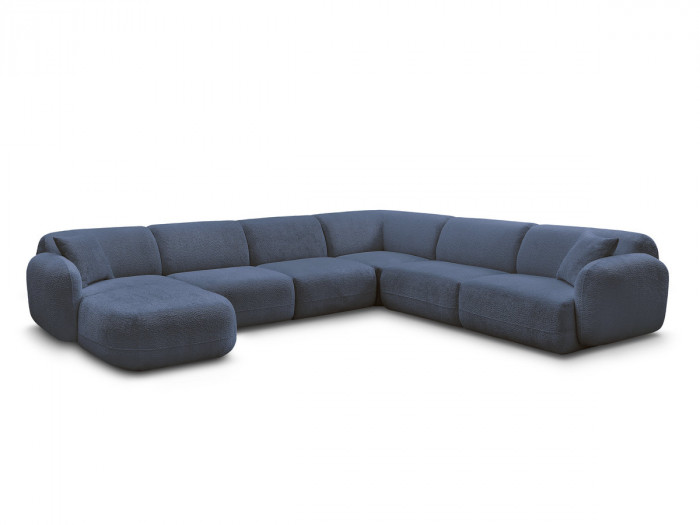 Canapé panoramique fixe modulable ANDA avec 1 mrdn, 3 chfs 1 place sans accoudoir, 1 chf 1 place avec accoudoir, 1 petit angle
