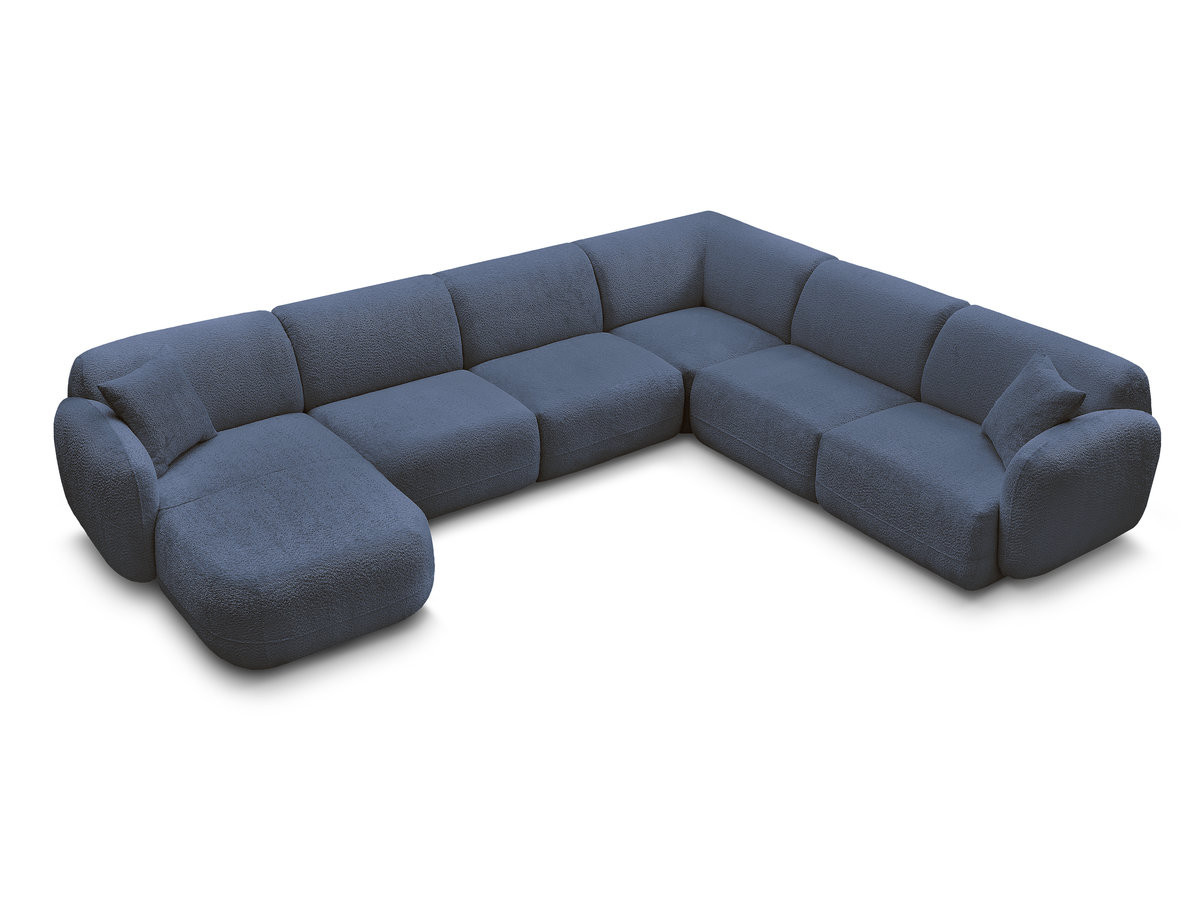 Canapé panoramique fixe modulable ANDA avec 1 mrdn, 3 chfs 1 place sans accoudoir, 1 chf 1 place avec accoudoir, 1 petit angle