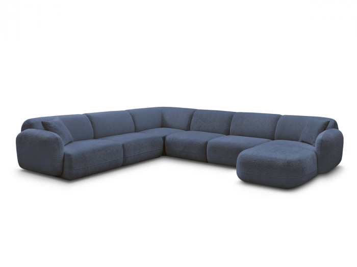 Canapé panoramique fixe modulable ANDA avec 1 mrdn, 3 chfs 1 place sans accoudoir, 1 chf 1 place avec accoudoir, 1 petit angle