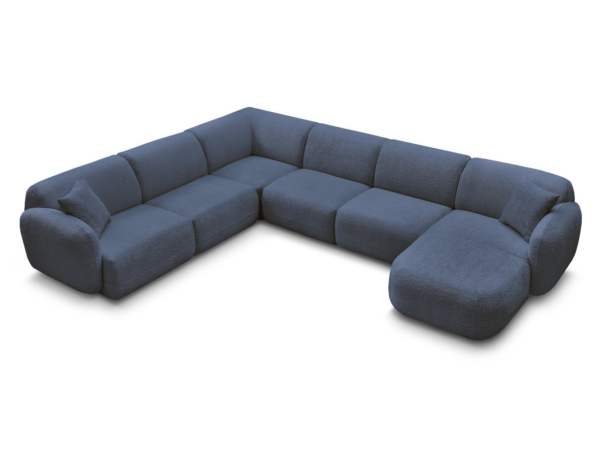 Canapé panoramique fixe modulable ANDA avec 1 mrdn, 3 chfs 1 place sans accoudoir, 1 chf 1 place avec accoudoir, 1 petit angle