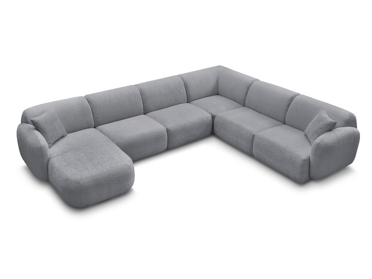 Canapé panoramique fixe modulable ANDA avec 1 mrdn, 3 chfs 1 place sans accoudoir, 1 chf 1 place avec accoudoir, 1 petit angle