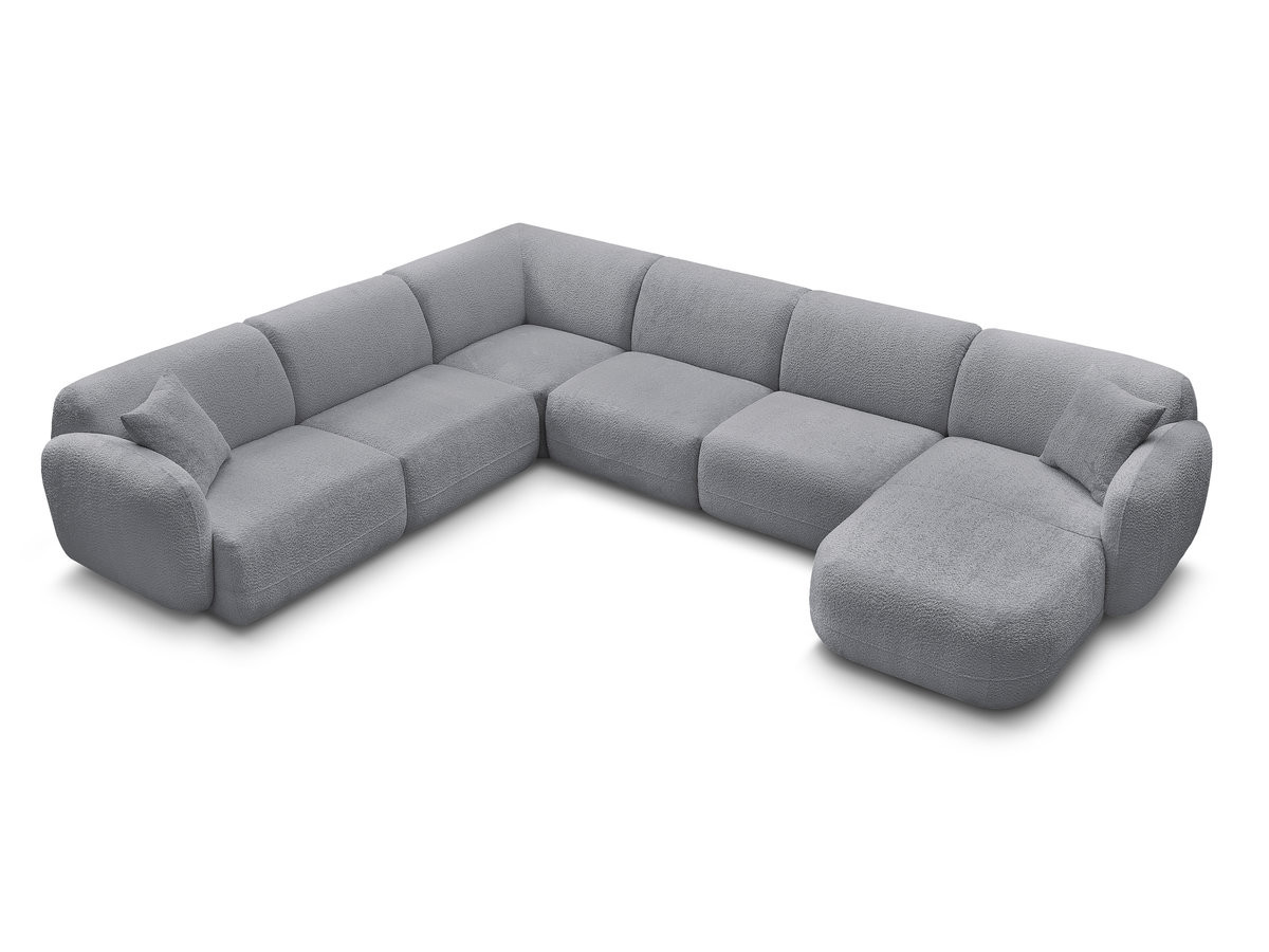 Canapé panoramique fixe modulable ANDA avec 1 mrdn, 3 chfs 1 place sans accoudoir, 1 chf 1 place avec accoudoir, 1 petit angle