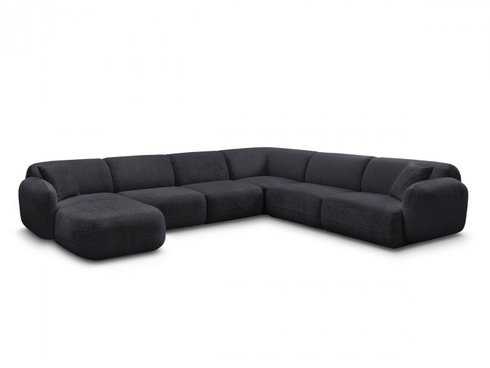 Canapé panoramique fixe modulable ANDA avec 1 mrdn, 3 chfs 1 place sans accoudoir, 1 chf 1 place avec accoudoir, 1 petit angle