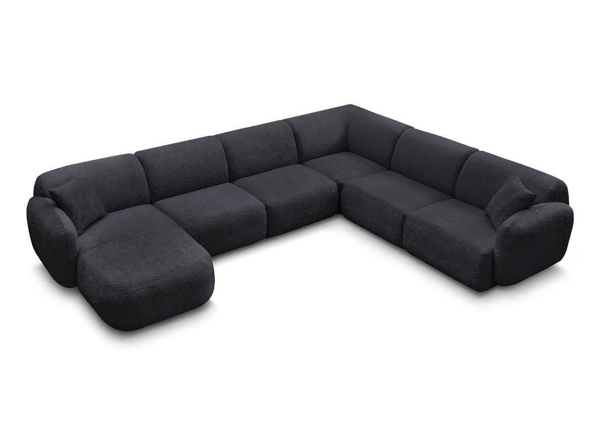 Canapé panoramique fixe modulable ANDA avec 1 mrdn, 3 chfs 1 place sans accoudoir, 1 chf 1 place avec accoudoir, 1 petit angle