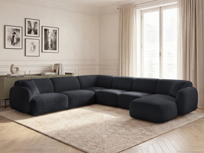 Canapé panoramique fixe modulable ANDA avec 1 méridienne, 2 chauffeuses et 1 petit angle