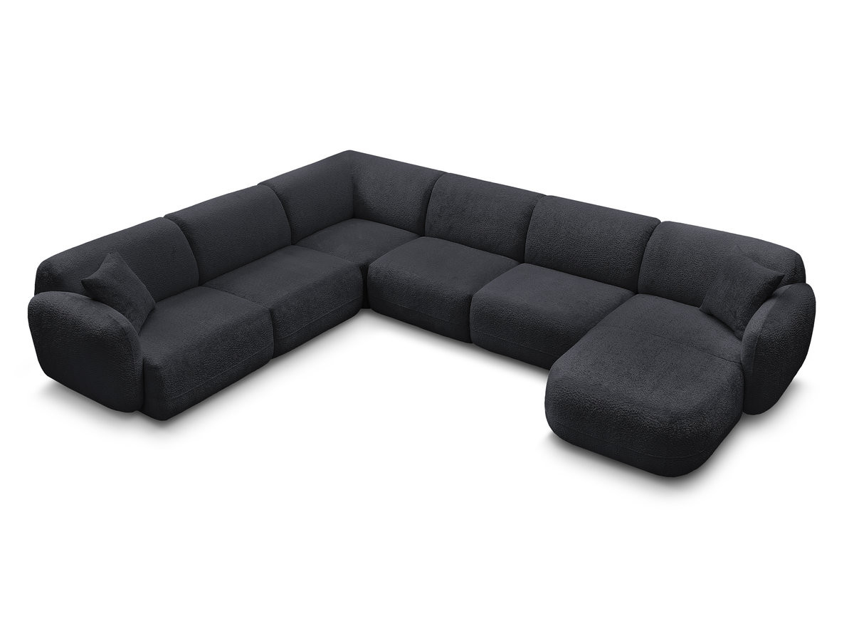 Canapé panoramique fixe modulable ANDA avec 1 mrdn, 3 chfs 1 place sans accoudoir, 1 chf 1 place avec accoudoir, 1 petit angle