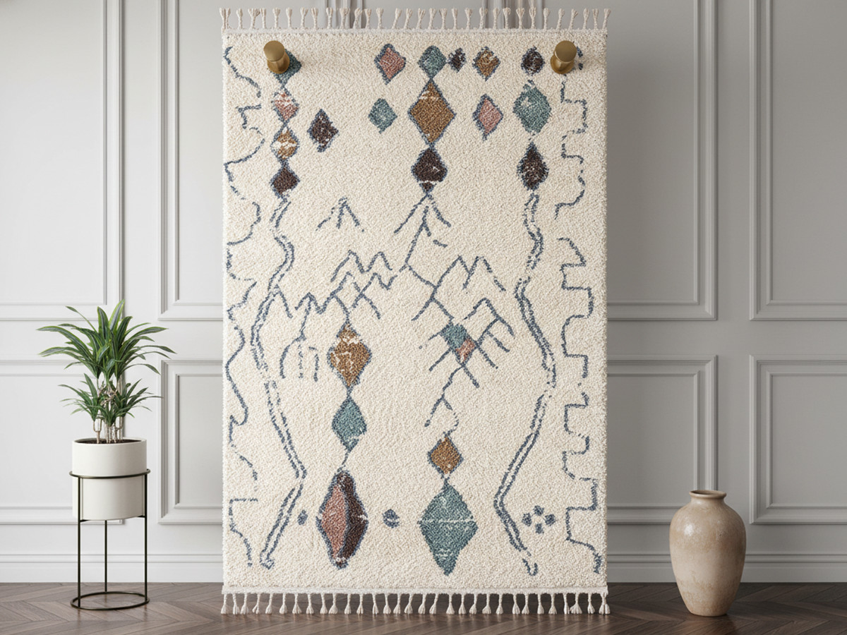 Tapis shaggy DELSY motif berbère