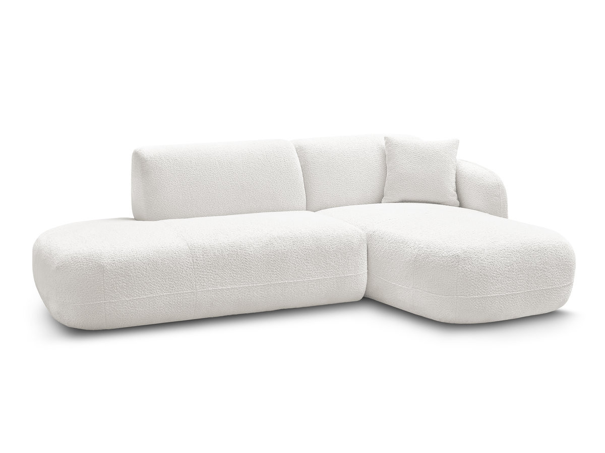 canapé d'angle fixe modulable anda avec 1 méridienne et 1 chauffeuse bout de canapé de couleur blanc