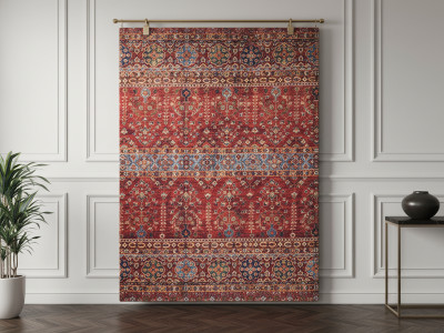 Tapis poils ras PAU motif vintage