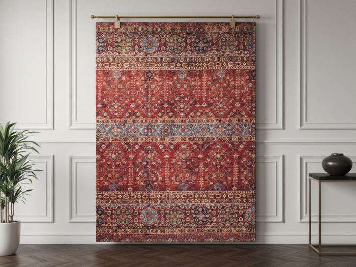 Tapis poils ras PAU motif vintage