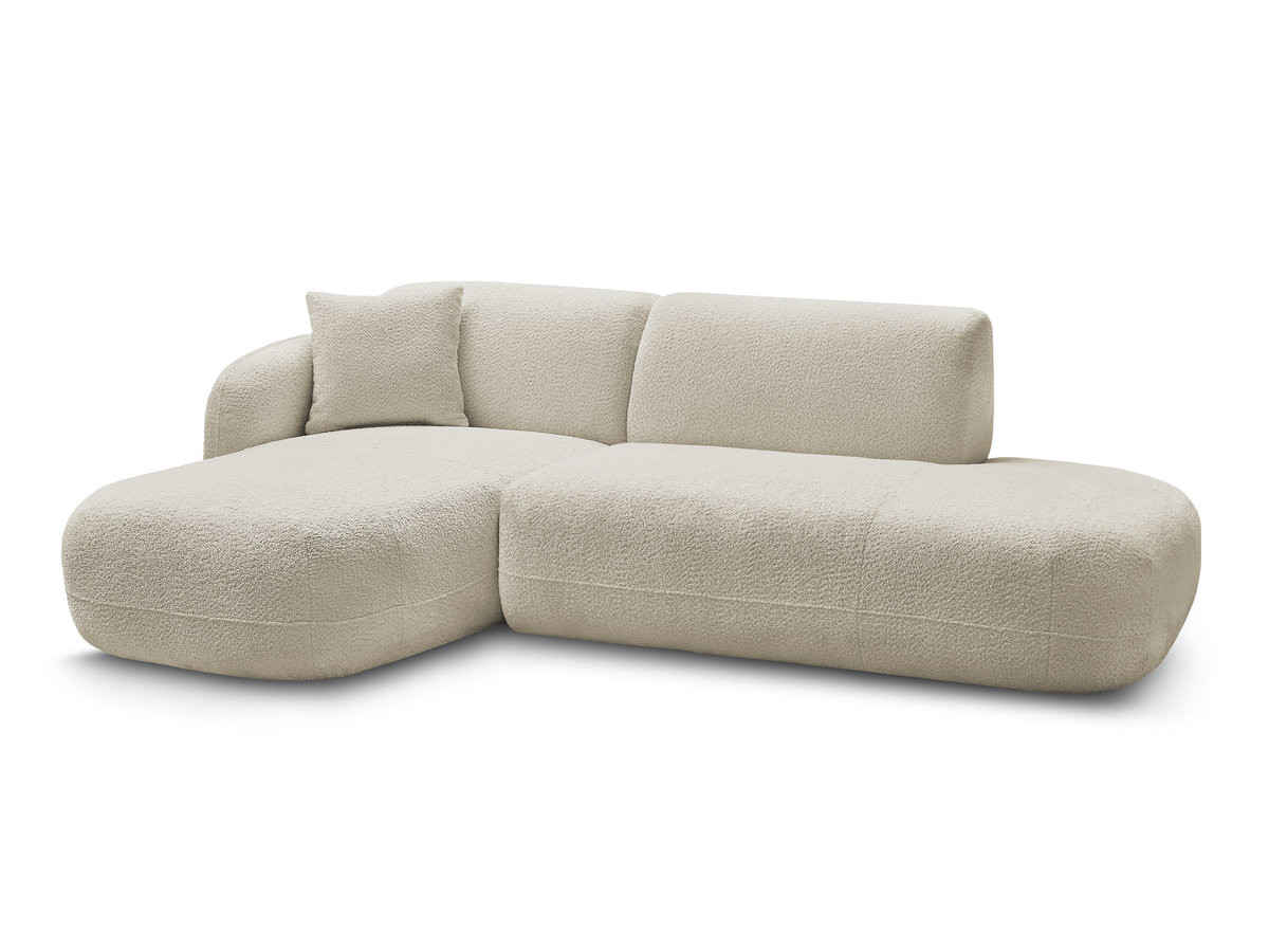 canapé d'angle fixe modulable anda avec 1 méridienne et 1 chauffeuse bout de canapé de couleur beige
