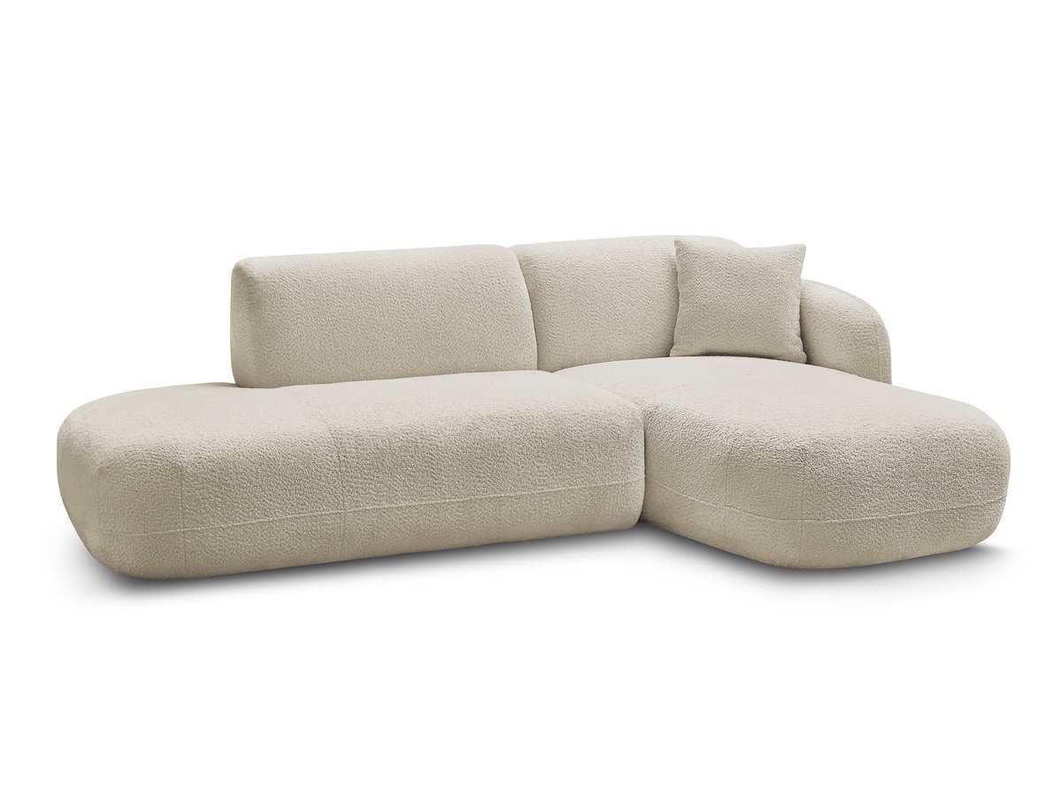 canapé d'angle fixe modulable anda avec 1 méridienne et 1 chauffeuse bout de canapé de couleur beige