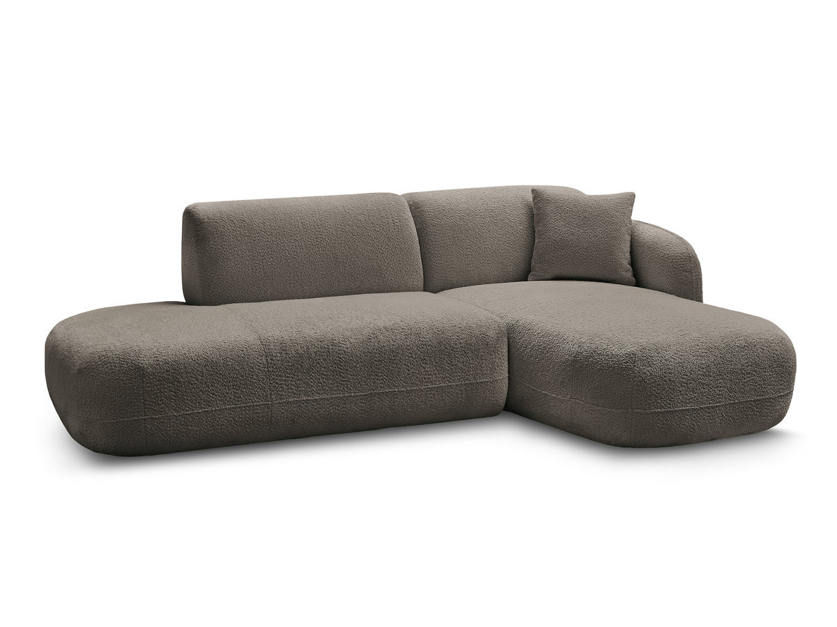 canapé d'angle fixe modulable anda avec 1 méridienne et 1 chauffeuse bout de canapé de couleur taupe