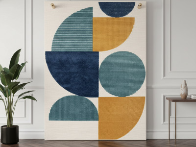 Tapis poils ras ELOI motif abstrait