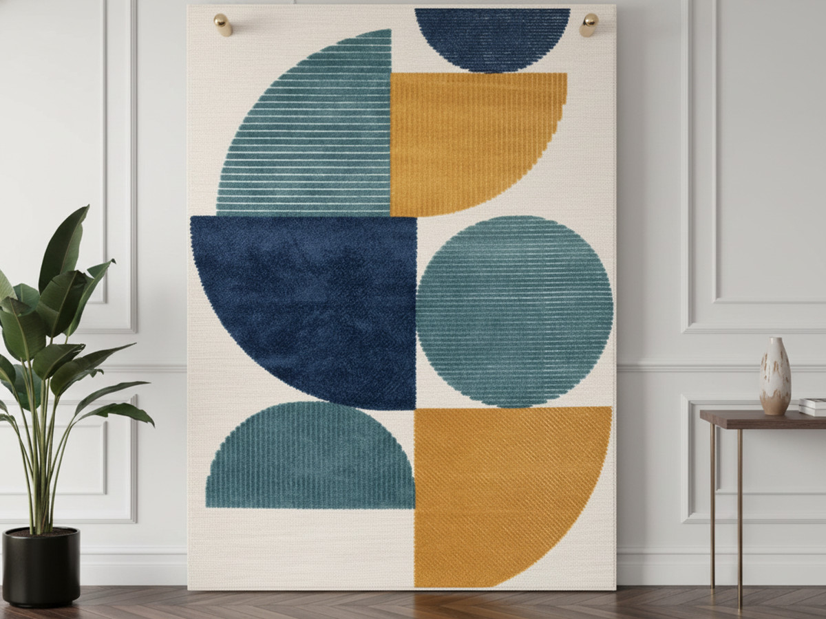 ELOI kortpolig vloerkleed met abstract patroon