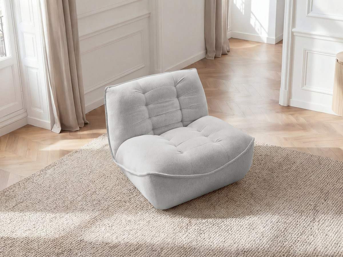 Chauffeuse 1 place pour canapé modulable SERENA chiné gris clair — vue 5