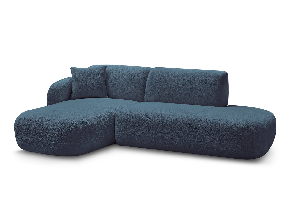 canapé d'angle fixe modulable anda avec 1 méridienne et 1 chauffeuse bout de canapé de couleur bleu clair